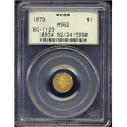 1873 $1 Indian Octagonal 1 Dollar, BG-1123, High R.4, MS62 PCGS.