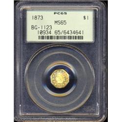 1873 $1 Indian Octagonal 1 Dollar, BG-1123, High R.4, MS65 PCGS.