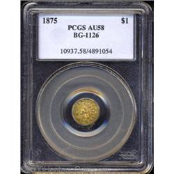 1875 $1 Indian Octagonal 1 Dollar, BG-1126, R.5, AU58 PCGS.