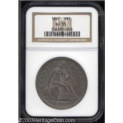 1842 $1 AU55 NGC.