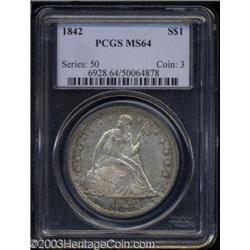 1842 $1 MS64 PCGS.