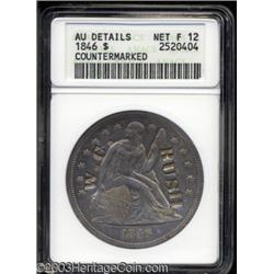 1846 $1--Countermarked--ANACS. AU Details, Net Fine 12.