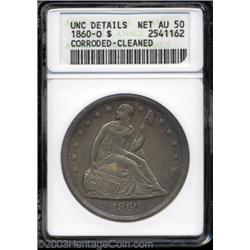 1860-O $1--Corroded, Cleaned--ANACS. Unc Details, Net AU50.