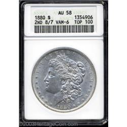 1880 $1 8 Over 7 AU58 ANACS.