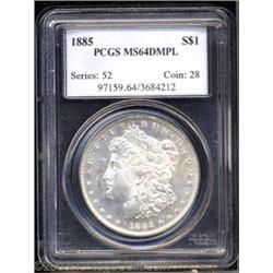 1885 $1 MS64 Deep Mirror Prooflike PCGS.