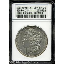 1889-CC $1--Edge Damaged, Cleaned--ANACS. Unc Details, Net XF45.