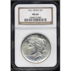 1921 $1 MS64 NGC.