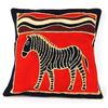 Image 1 : Handmade Red Zebra Batik Cushion Cover - Tonga Textiles