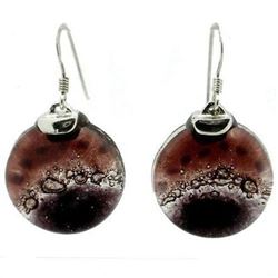 Ripe Plum Fused Glass Earrings with Sterling Silver - T