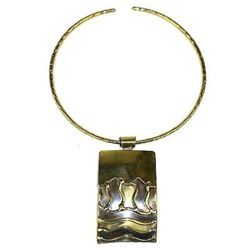 Waves Brass Pendant Necklace - Brass Images (N)