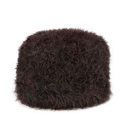 Fuzzy Brown Ottoman Pouf