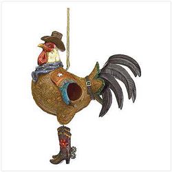 Cowboy Rooster Birdhouse