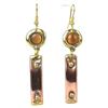 Image 1 : Riveting Copper and Tiger Eye Brass Earrings - Brass Im