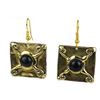Image 1 : X Squared Onyx Earrings - Brass Images (E)