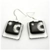 Image 1 : Celestial Black Stacked Glass Squares Sterling Silver E