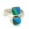 Image 1 : Two Cube Malachite Turquoise Wrap Ring - Artisana