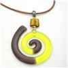Image 1 : Giant Finite Swirl Glass Pendant Necklace Yellow - Tili