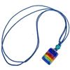 Image 1 : Deep Blue Rainbow Small Fused Glass Pendant Necklace -