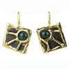 Image 1 : Deep Green Rays Brass Earrings - Brass Images (E)