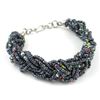Image 1 : Black Six Strand Braid Beaded Bracelet - Zakali Creatio