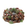 Image 1 : Snowy Pine Cone Wreath Candle Holder
