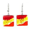 Image 1 : Red Wave Square Fused Glass Earrings - Tili Glass