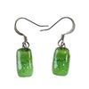 Image 1 : Small Rectangular Glass Earrings - Green Bubbles - Tili
