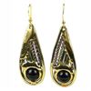 Image 1 : Brass and Onyx Earrings - Brass Images (E)