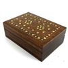 Image 1 : Handcrafted Sheesham Wood and Inlaid Brass Hearts Box -