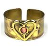 Image 1 : Peach Tiger Eye and Brass Heart Cuff - Brass Images (C)
