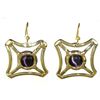 Image 1 : Purple Tiger Eye Square Earrings - Brass Images (E)