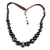 Image 1 : Ceramic Peacock Beads on Ribbon Necklace - Starfish Pro