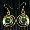 Image 1 : Deep Green Stone Concentric Earrings - Brass Images (E)