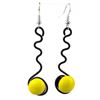 Image 1 : Enameled Wire and Yellow Glass Bead "Squiggle" Earrings