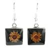 Image 1 : Small Square Nahua Flower and Alpaca Silver Earrings -