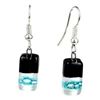 Image 1 : Black Tie Design Small Glass Earrings - Tili Glass