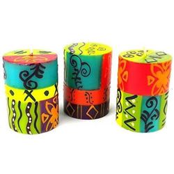 Set of Three Boxed Hand-Painted Candles - Matuko Design