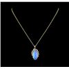 Image 2 : 15.66 ctw Opal and Diamond Pendant With Chain - 14KT Yellow Gold