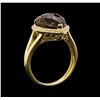 Image 4 : 4.63 ctw Smoky Quartz and Diamond Ring - 14KT Yellow Gold