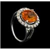 Image 4 : 6.19 ctw Mandarin Spessartite and Diamond Ring - 14KT White Gold
