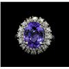 Image 2 : 6.82 ctw Tanzanite and Diamond Ring - 14KT White Gold