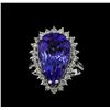 Image 2 : 12.46 ctw Tanzanite and Diamond Ring - 14KT White Gold