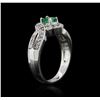 Image 3 : 14KT White Gold 0.82 ctw Emerald and Diamond Ring