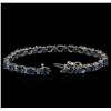 Image 3 : 15.60 ctw Blue Sapphire and Diamond Bracelet - 14KT White Gold