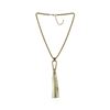 Image 1 : Leather Tassel Hook Pendant Necklace - Gold Plated
