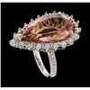 Image 4 : 14.09 ctw Morganite and Diamond Ring - 14KT White Gold