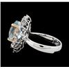 Image 3 : 3.88 ctw Aquamarine and Diamond Ring - 14KT Rose and White Gold