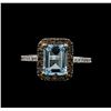 Image 2 : 2.23 ctw Aquamarine and Diamond Ring - 14KT White Gold