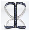Image 1 : Blue Sapphire and Diamond Ring - 14KT White Gold