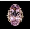 Image 2 : 31.94 ctw Kunzite and Diamond Ring - 14KT Rose Gold